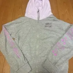 キッズ ジップアップパーカー グレー×パープル