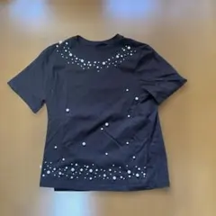 ZARA パール装飾 半袖Tシャツ ブラウン Mサイズのサムネイル