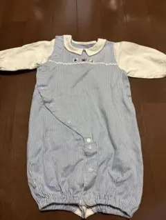 ファミリア カバーオール ストライプ テリア柄 50-60cm ツーウェイオール