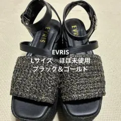 EVRIS 厚底サンダル ブラック＆ゴールド　Lサイズ 24.0〜24.5のサムネイル