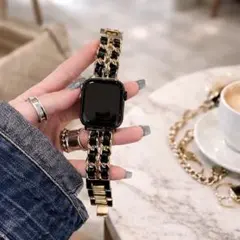 【Apple Watch】チェーンバンド♡ブラック×ゴールド