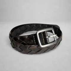 archive y2k woven leather belt brown