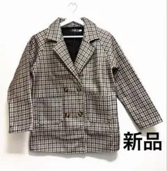 【新品】テーラード　コート　厚手フェルト　千鳥格子柄