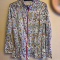 NICE CLAUP 花柄ストライプ長袖シャツ