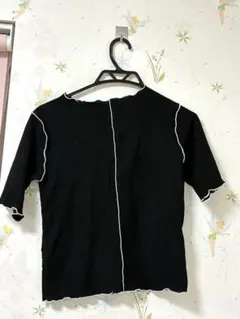黒いリブ編み半袖Tシャツ レピピアルマリオ L キッズ レディースのサムネイル