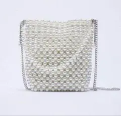 ZARA ザラ　パールビーズ ミニバケットバッグ　ショルダーバッグ