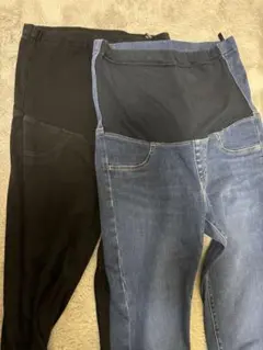 マタニティパンツ ブラック デニム 2点セット