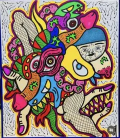 F6号】ジミー大西【ゴリラ】手描き作品/裏サイン有/油彩/アクリル/絵画
