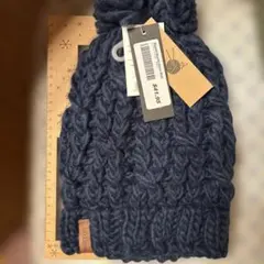 未使用タグ付き♡バートンBURTON ダークブルー ニット帽 ポンポン付