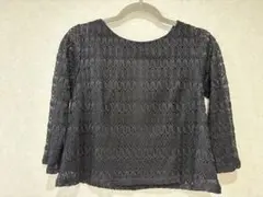 ダークグレー レース 五分袖 シャツ