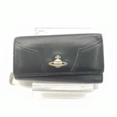 vivienne Westwood 黒いレザーキーケース 銀色ロゴ付き ◇