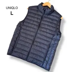 美品✨ユニクロ ウルトラライトダウンベスト メンズL ネイビー軽量インナーベスト