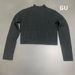 GU リブ編みハイネックセーター ブラックラメ L