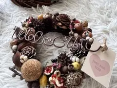 森の贈り物❤️プラタナスが可愛い木の実のウェルカムリース ♡ナチュラルハンドメイド