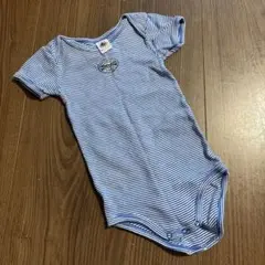 プチバトー 青　ミラレボーダー　半袖　ボディ　6m 67cm