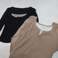 月曜日に処分します。最終値下げ Shein リブ編み長袖トップス 2色セット