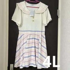 (4L)大きいサイズ 半袖 セーラー ミニワンピースのサムネイル
