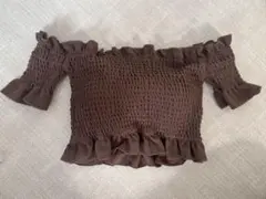 ブラウン フリル付き オフショル 水着 Mサイズ