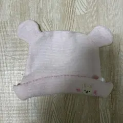 ミキハウスウサギ耳付きピンク帽子
