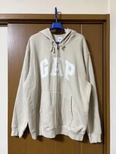 GAP HERITAGE LOGO ベージュ　裏起毛　ジップパーカー XL