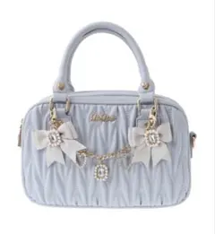 LIZLISA ♥キルティングリボンチャームポシェット♥サックス