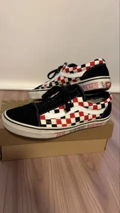 VANS スニーカー チェッカーフラッグ レッド ブラック希少　箱なしのサムネイル
