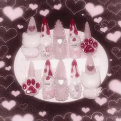 ♡現品♡ 地雷 量産型 平成女児 ネイルチップ ピンク 白