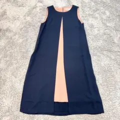 ✨【フェンネル】9 紺×ピンク バイカラー ノースリーブワンピース