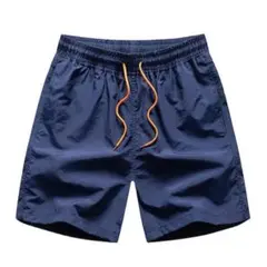 ◆メンズ シンプルサーフパンツ 速乾 水着 海水パンツ 水陸両用◆紺Ｌサイズ