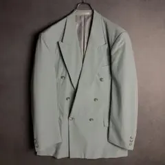 テーラードジャケット ヴィンテージ レーヨン混 背抜き ゆるダボ 薄緑 L