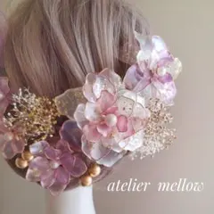 成人式 髪飾りピンク 卒業式 ウェディング アメリカンフラワー C1095