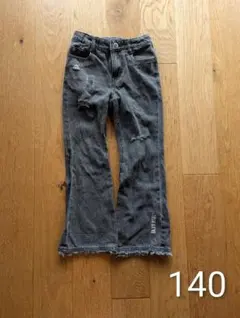 ジェニィラブ ダメージ加工 グレー ロングパンツ 140