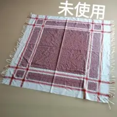 新品　未使用　赤と白のチェック柄ストール　ショール　テーブルクロス