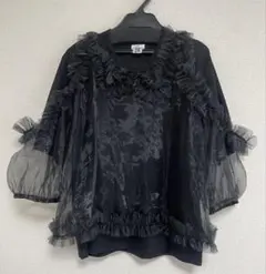 ノワールケイニノミヤ チュールレイヤードフリルトップス 黒 L ⭐︎のサムネイル