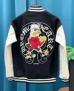 スタジャンブラック刺繍ロゴクロスデザイン