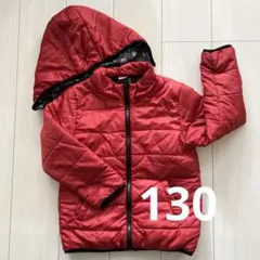 キッズ 赤いダウンコート フード付き