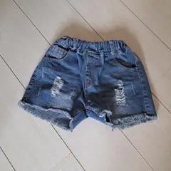 デニム 半ズボン フリンジ仕上げ