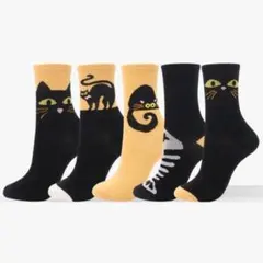 新品　猫　デザイン　ソックス　5足セット