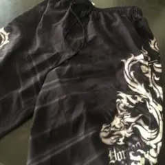 ドラゴンプリント 水着 ショートパンツ size L ブラック 古着