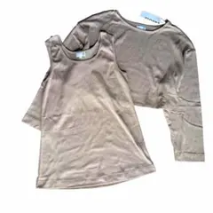 新品ラコレ レディース レイヤードロングTシャツ アンサンブル グレージュ 春