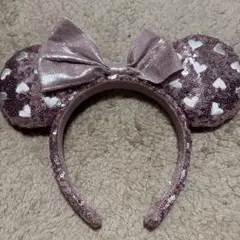 ピンク ハート型スパンコールカチューシャ　ミニー