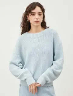 【美品】Mila Owen リネン混アゼ編みニットプルオーバー LBLU