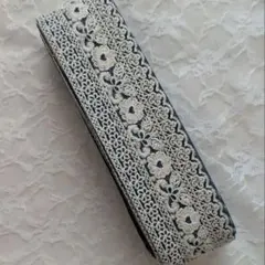 ネイビー　1ｍ　インド刺繍