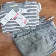 マタニティ長袖パジャマ　M-L ネイビー　犬印本舗　出産入院準備　授乳パジャマ