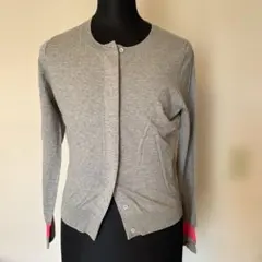 Paul Smith グレー コットン 長袖カーディガン ピンク袖口