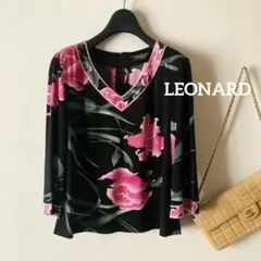 現行 近年】レオナール ローズ刺繍 サマーニットワンピース フラワー 
