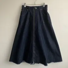 JOHNBULL フロントジップ デニムフレアスカート ロング丈 S