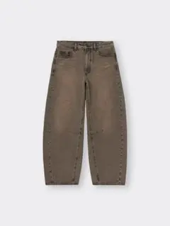 GUバレルレッグジーンズSブラウン