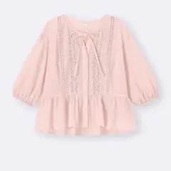 GU レースペプラムブラウス(5分袖) XL