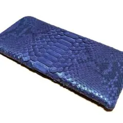 パイソンレザー ヘビ革 長財布 L字ファスナー パープル ユニセックス